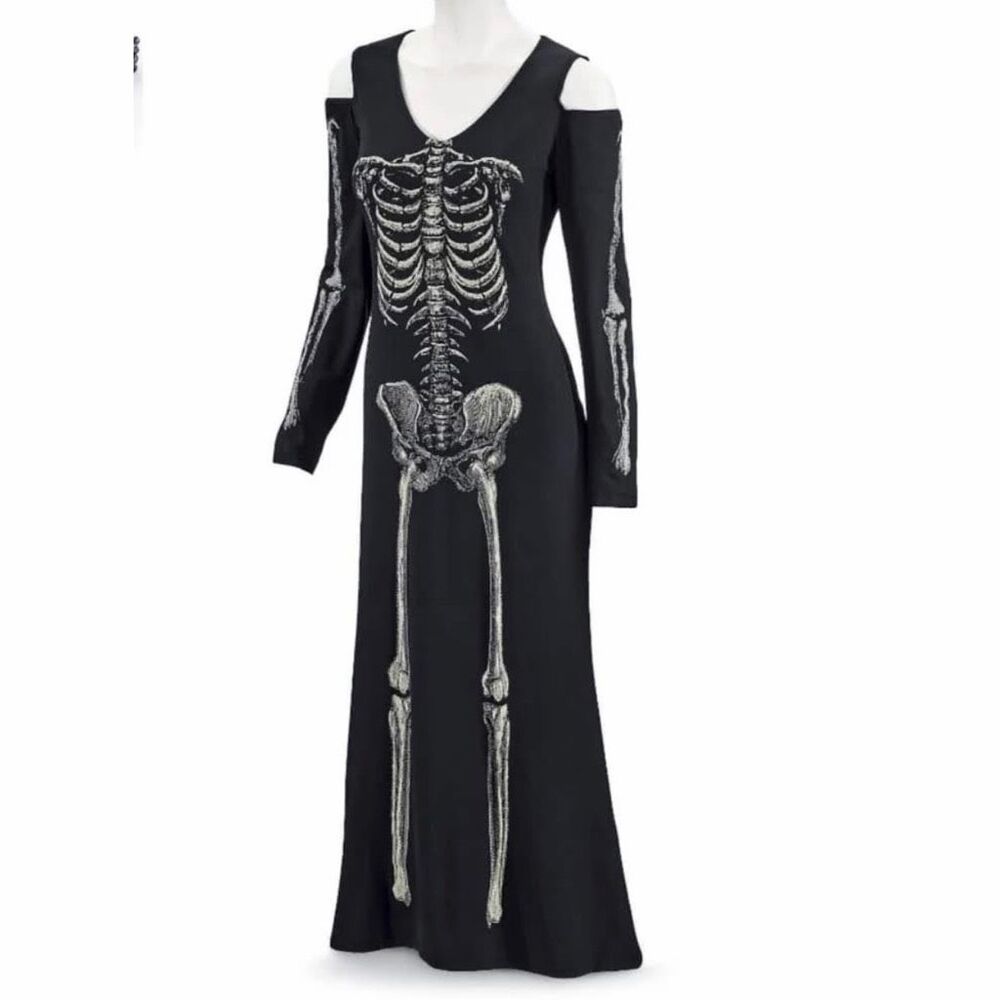 Pyramid Collection Skeleton Dress Black Cold Shoulder Gothic Women’s XL NEW